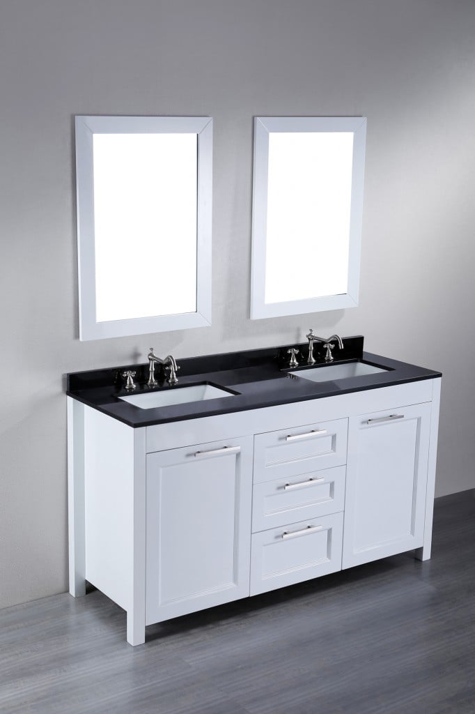 Bosconi 60 inch Contemporary White Bathroom Vanity