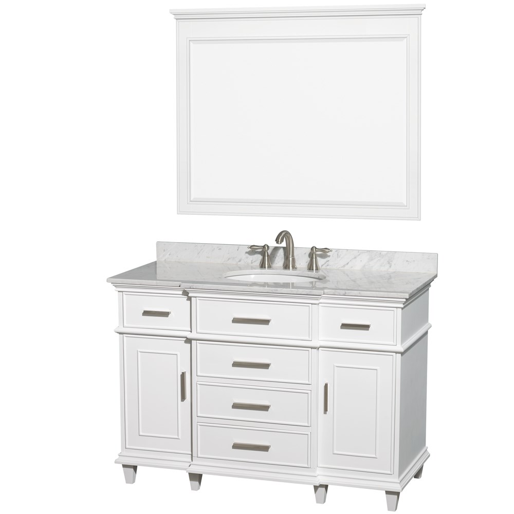48 inch Classic White Finish Traditional Single Sink Bathroom Vanity
