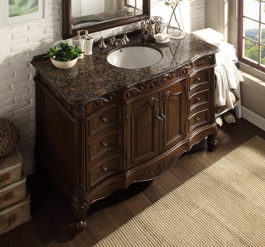 48 inch Adelina Classic Old Look Bathroom Vanity Granite Top