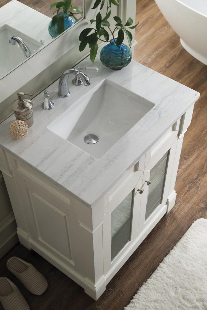 30 inch Single Sink Bathroom Vanity White Finish Solid Top